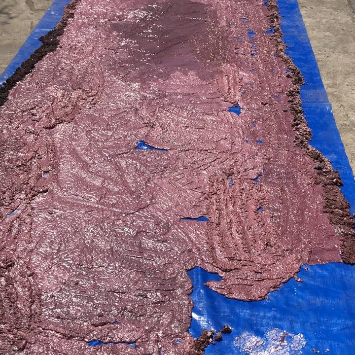 Cristales de sulfato de cobalto heptahidratado recuperados en la planta